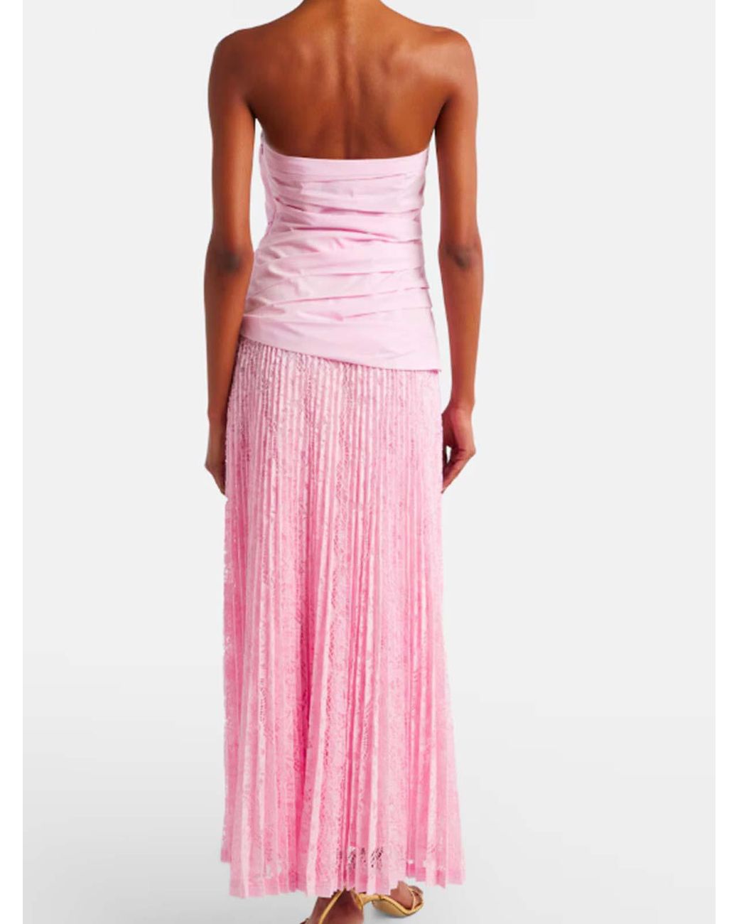 Jonathan Simkhai Pink Cotton And Lace Midi Dress