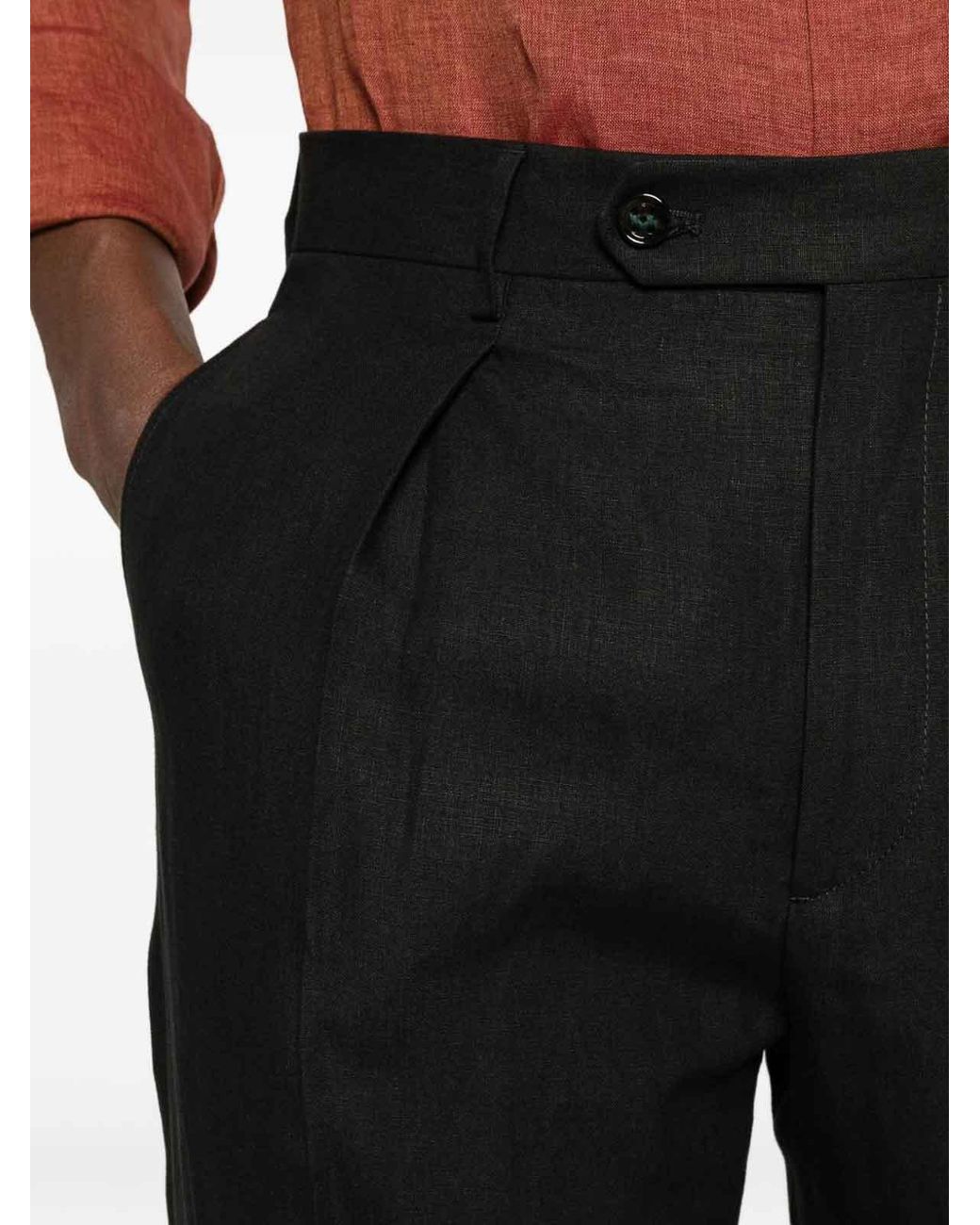 Berwich Black Chiaia Long Trousers With Pleats for men