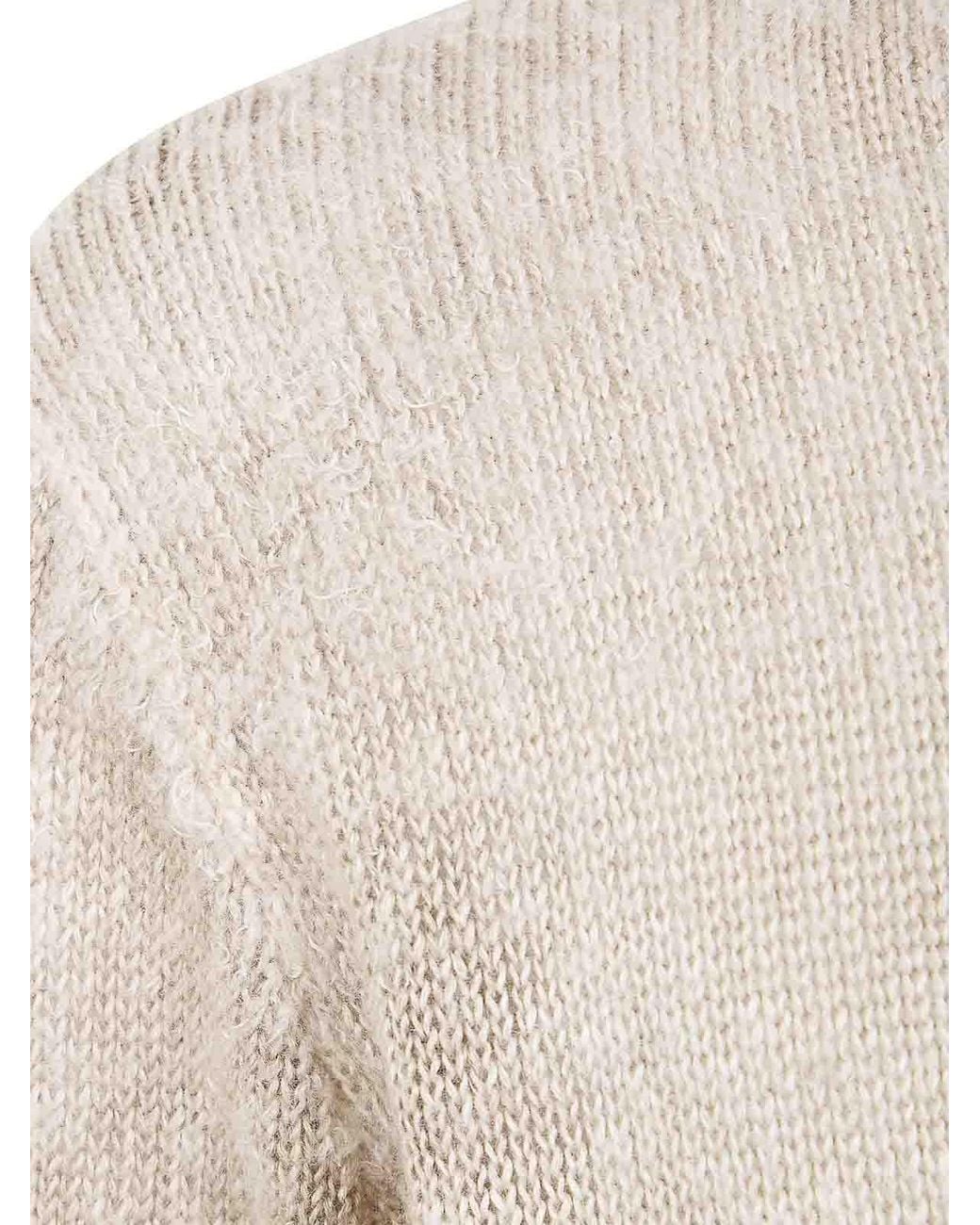 Avant Toi White Brushed Linen Round Neck Pullover for men