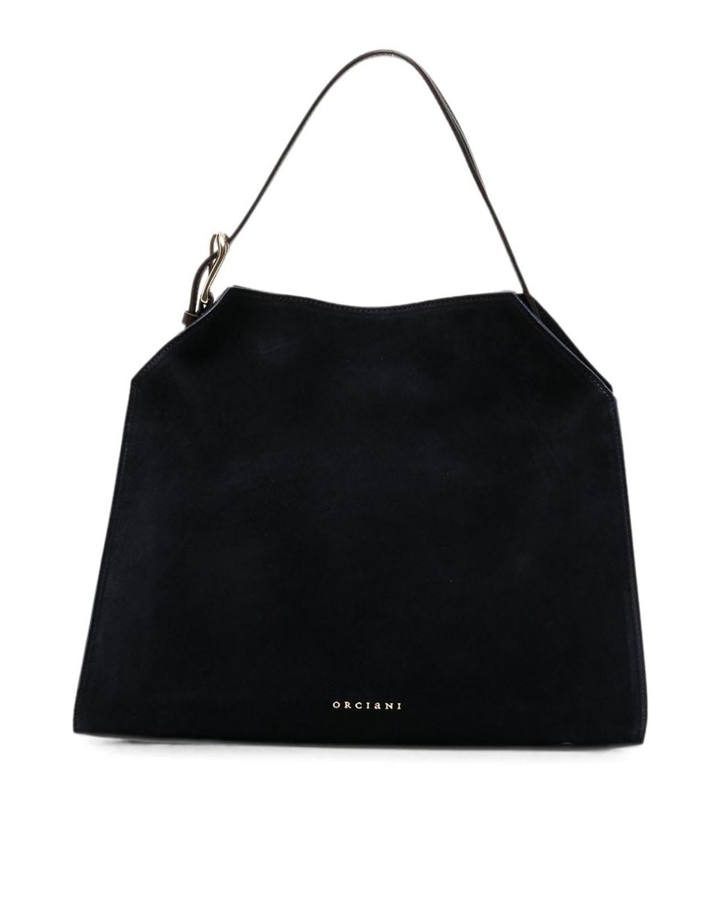 Orciani Black Trinity Peach Midi Suede Shoulder Bag