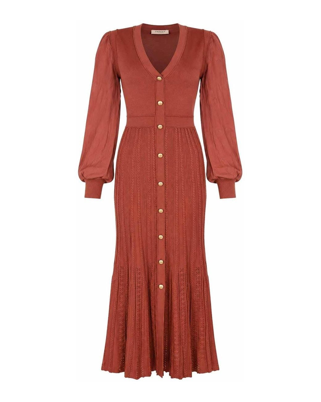 Twinset Red Long Trompe-Lil Dress