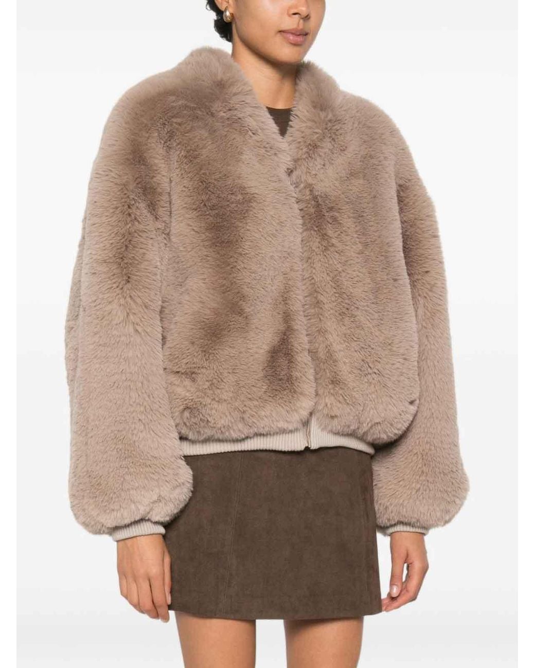 Frankie Shop Natural Senna Faux Fur Jacket