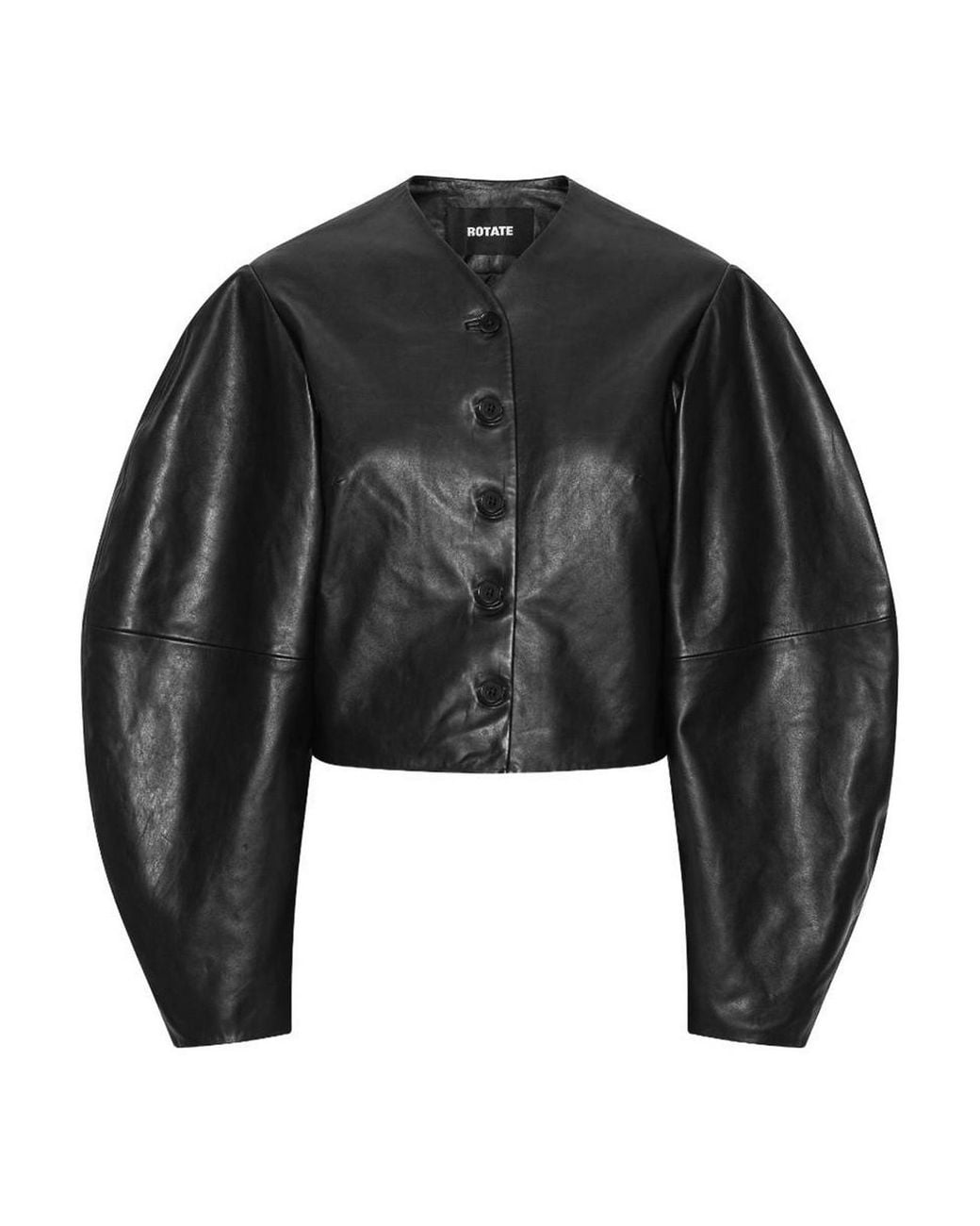 ROTATE BIRGER CHRISTENSEN Black Jacket With Round Neck And Puff Sleeves