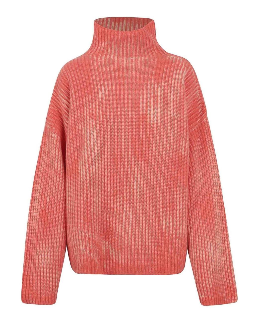DIESEL Pink Ribbed Turtleneck Sweater