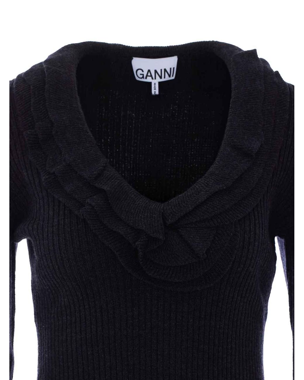 Ganni Blue Frill Sweater