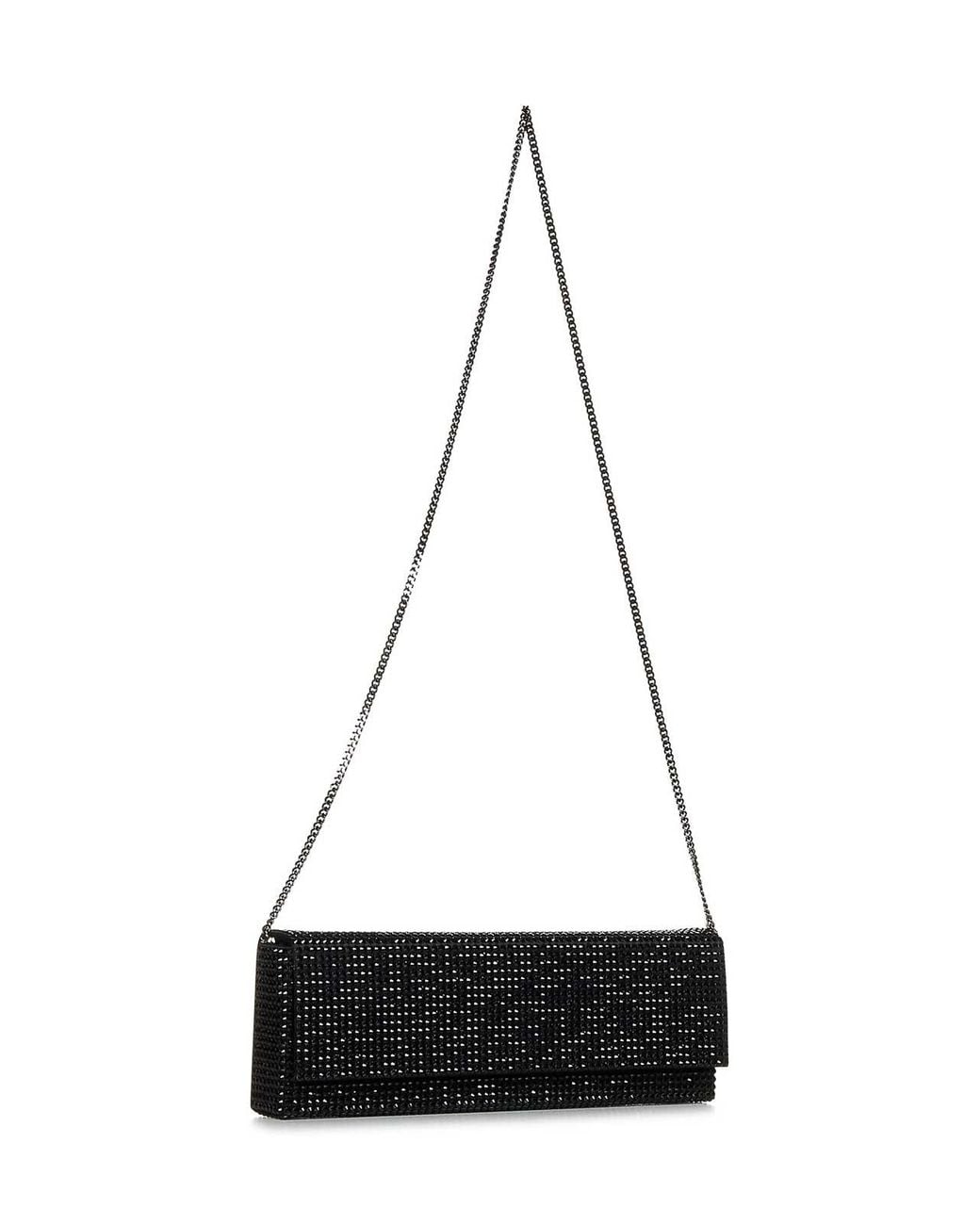 AMINA MUADDI Black Silk Satin Clutch