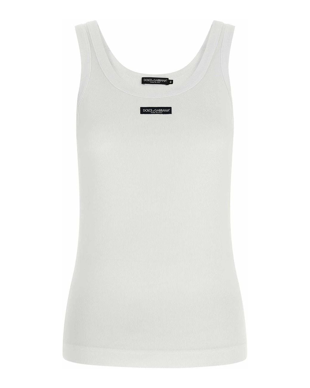 Dolce & Gabbana White Logo Patch Tank Top