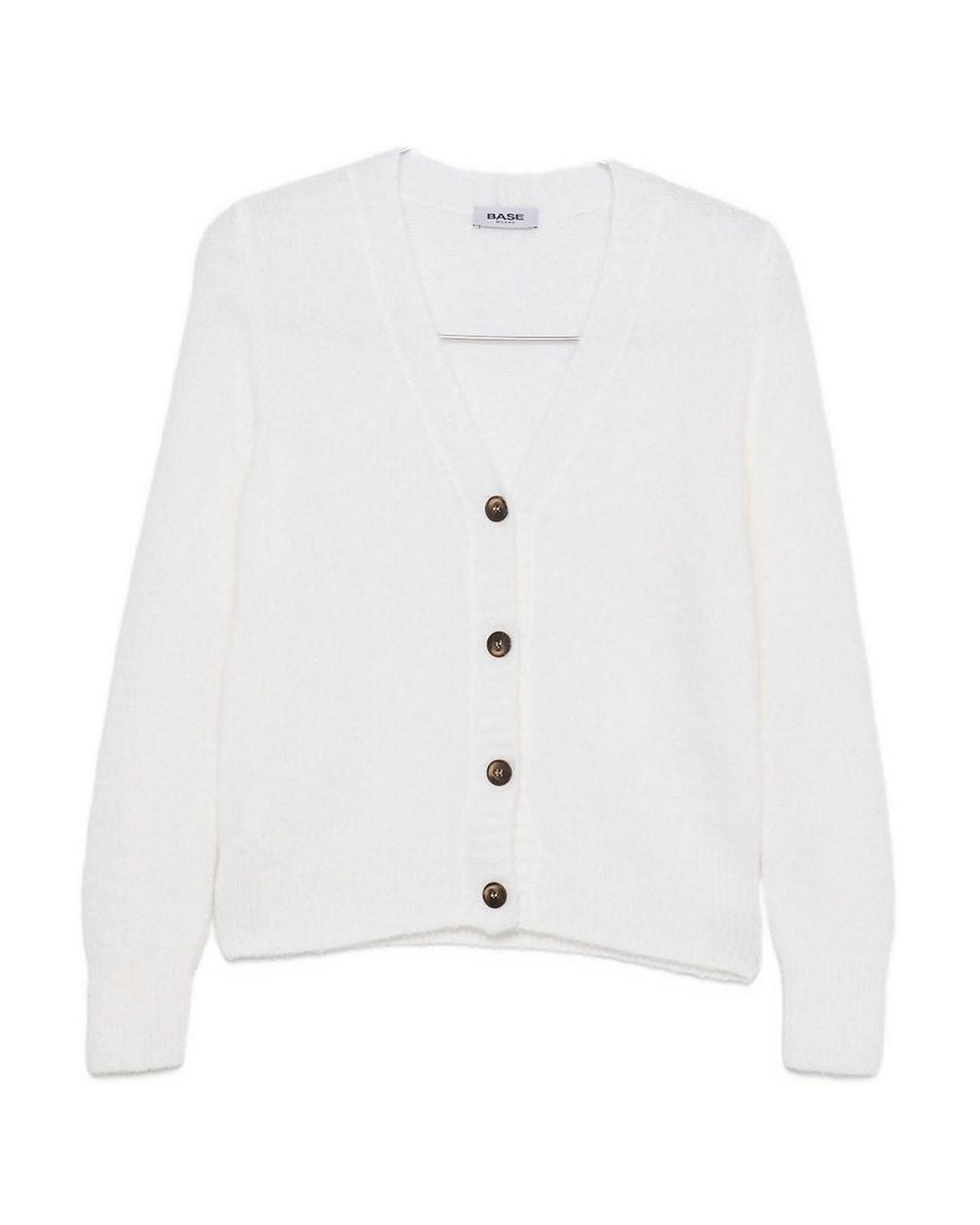 Base London White Wool V-Necked Cardigan