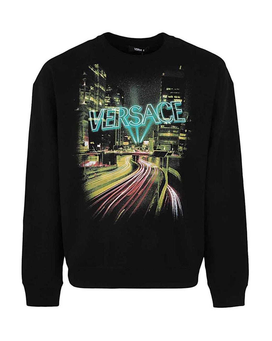 Versace Black City Lights Print Sweatshirt for men