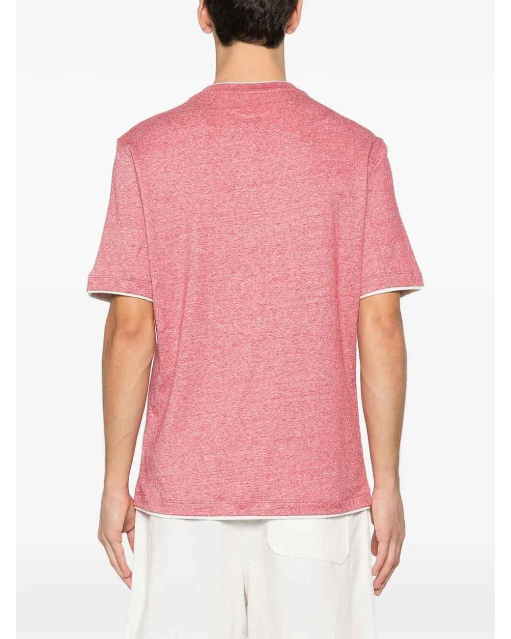 Brunello Cucinelli Pink T-Shirt With Faux-Layering for men
