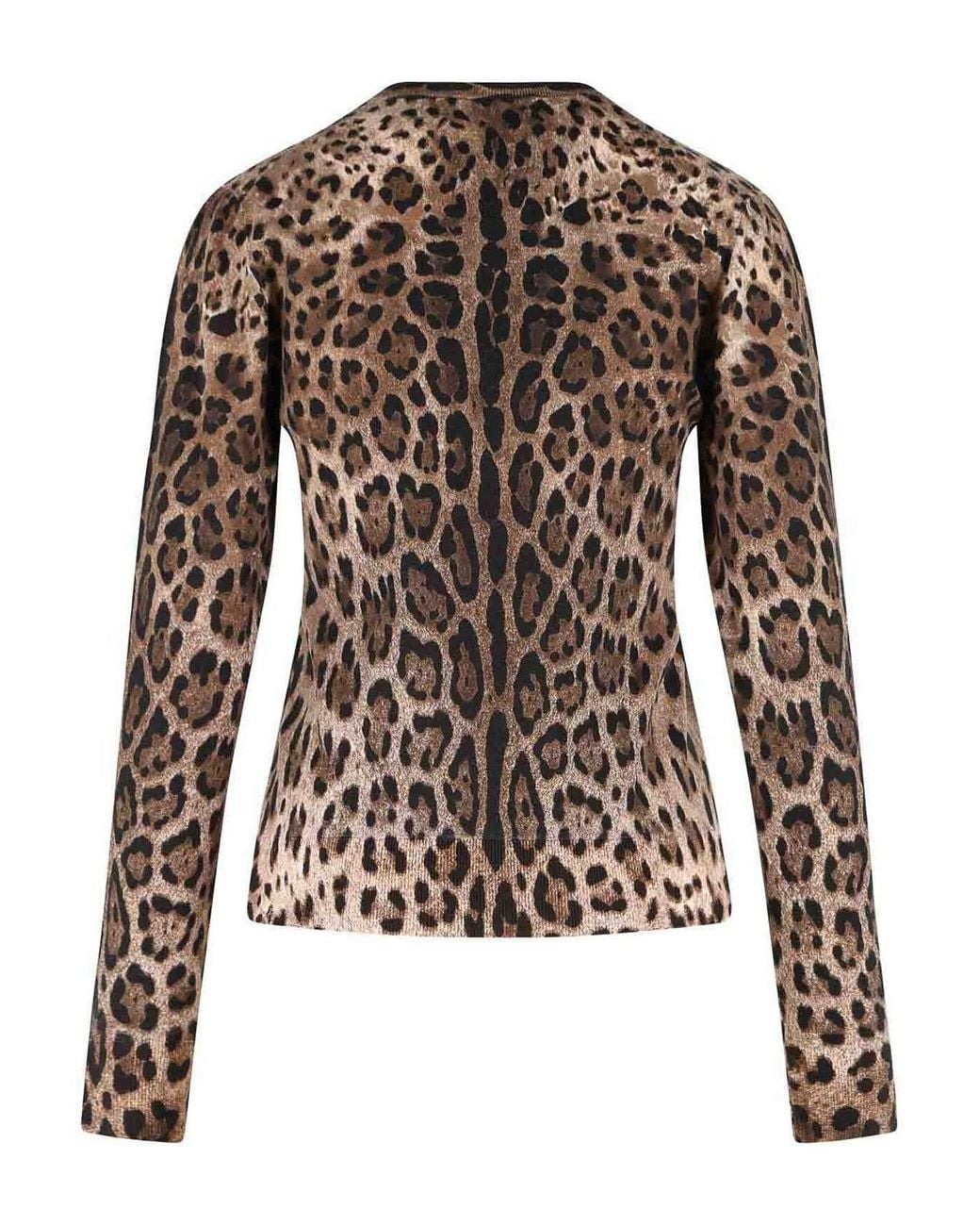 Dolce & Gabbana Brown Leopard Print Virgin Wool Sweater