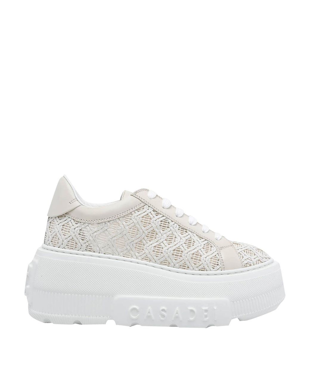 Casadei White Platform Mesh Sneakers