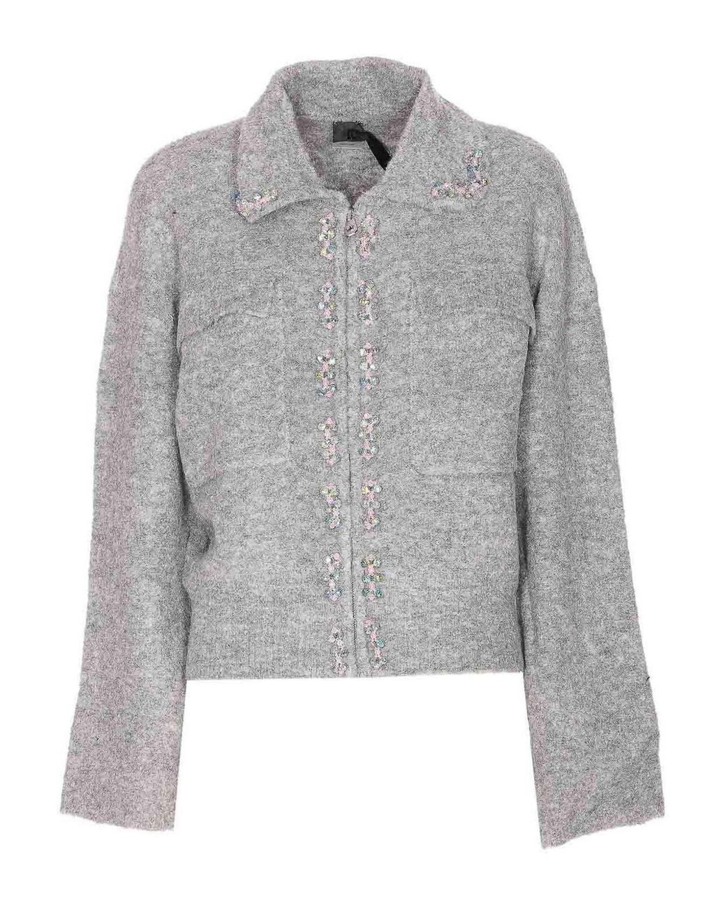 Pinko Gray Dark Lady Knitted Jacket