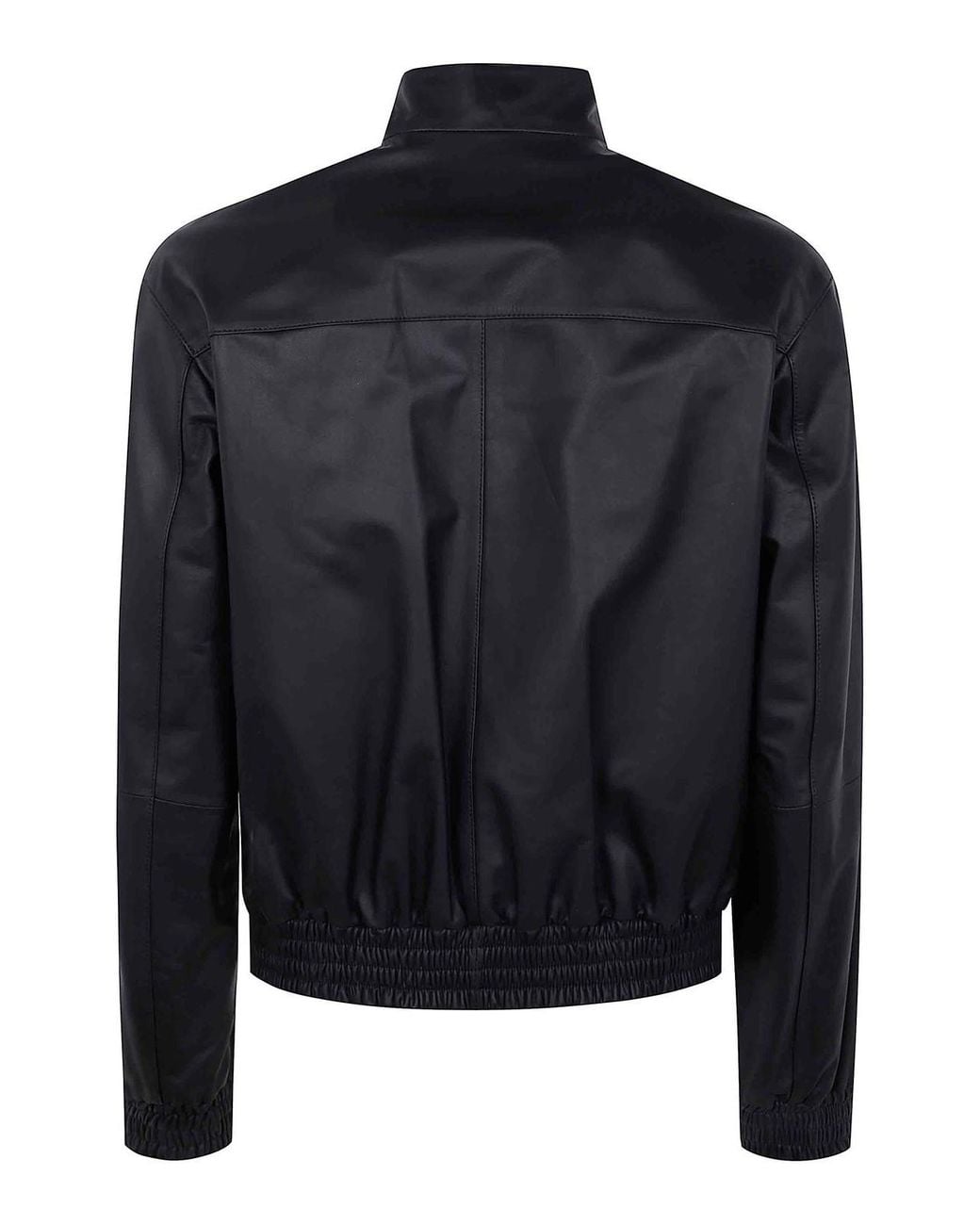 Desa Nineteenseventytwo Black Leather Reversible Bomber Jacket for men