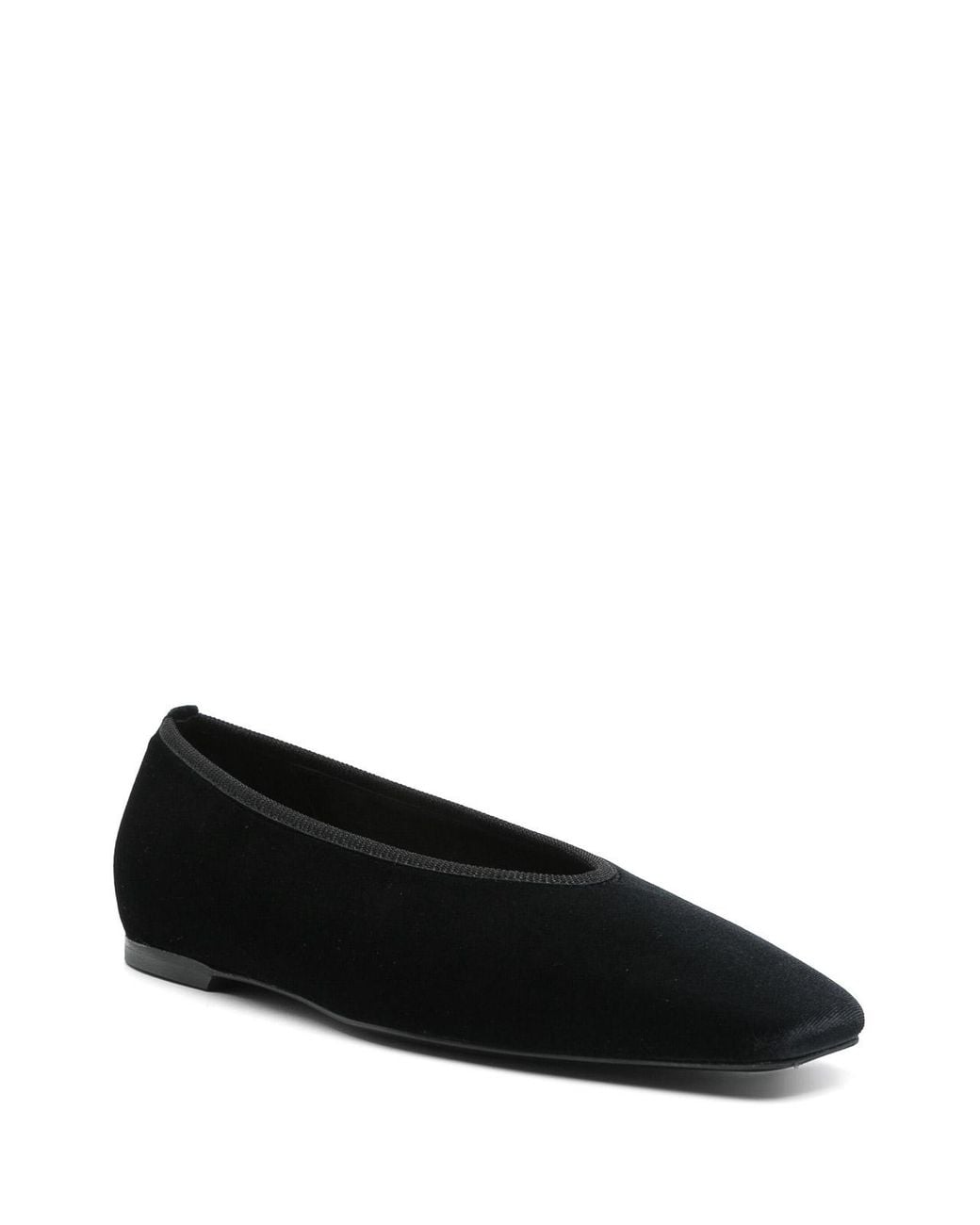 Totême Black Minimalist Velvet Ballerinas