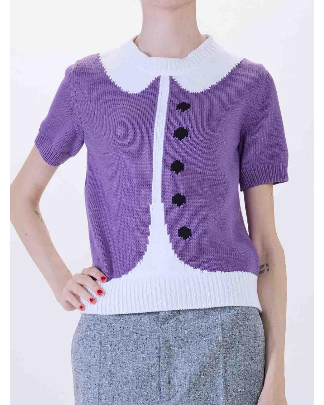 Moschino Purple Trompe Loeil Sweater