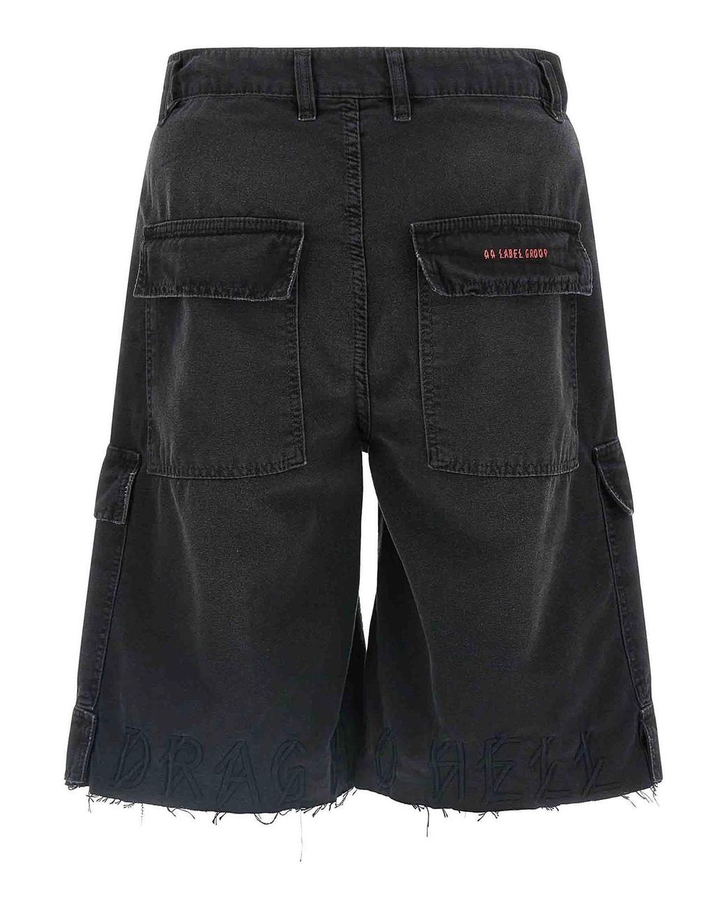 44 Label Group Black Cargo Short Bermuda Shorts for men