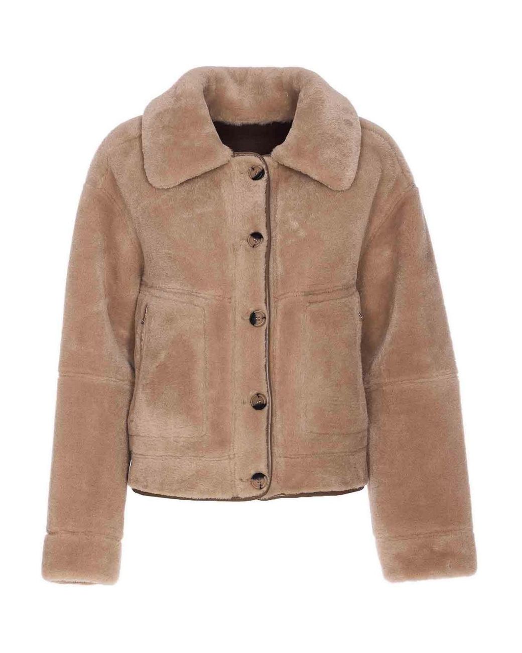 Urbancode Taupe Reversible Faux Fur Jacket in Brown | Lyst