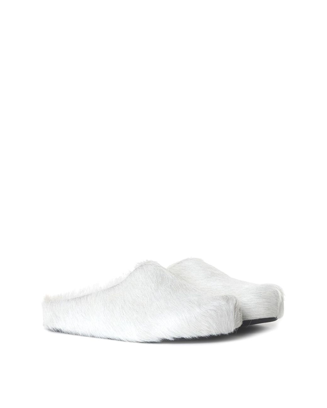 Marni White Long Calf Hair Mules for men