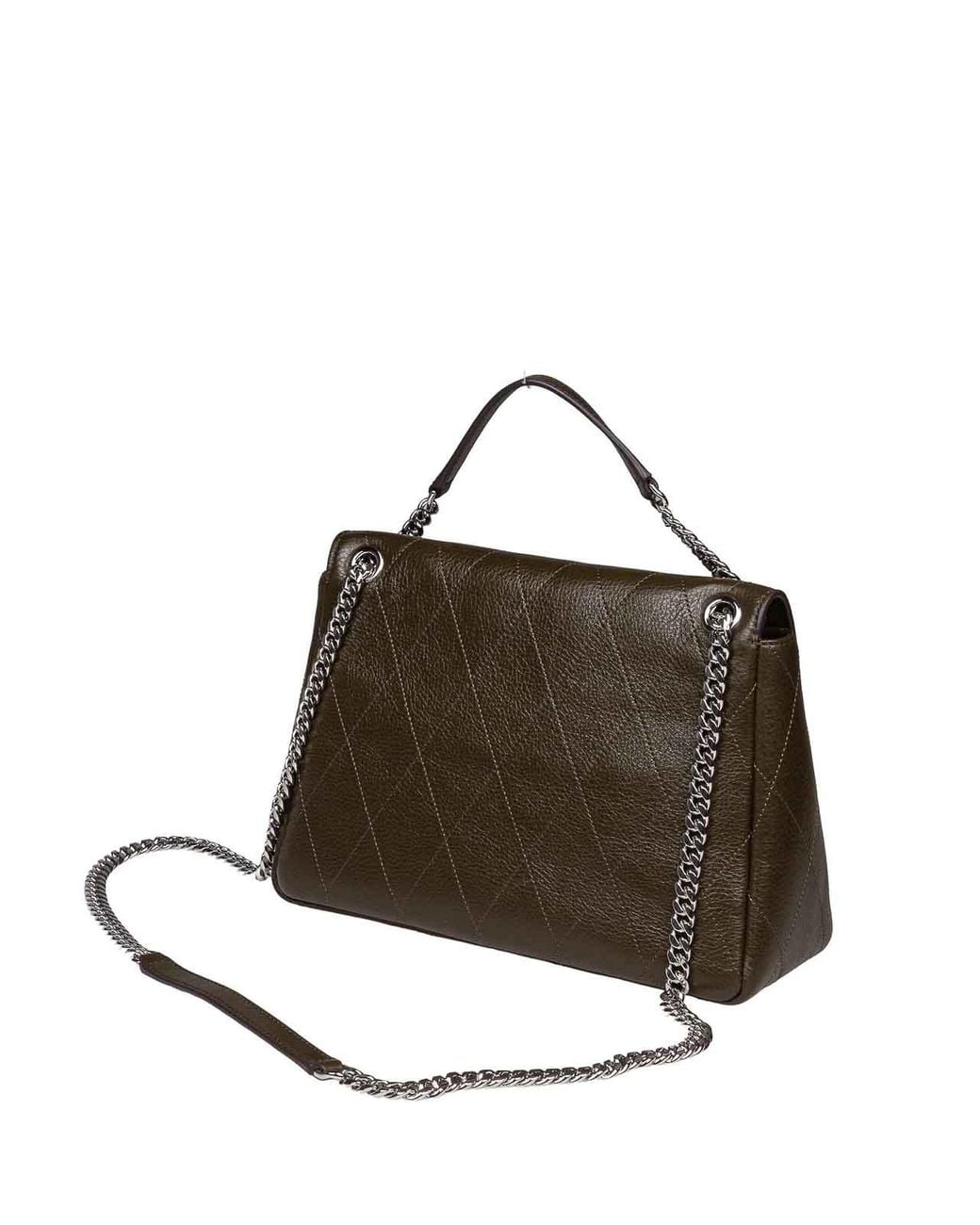 Tory Burch Gray Charlie Quilted Leather Shoulder Bag