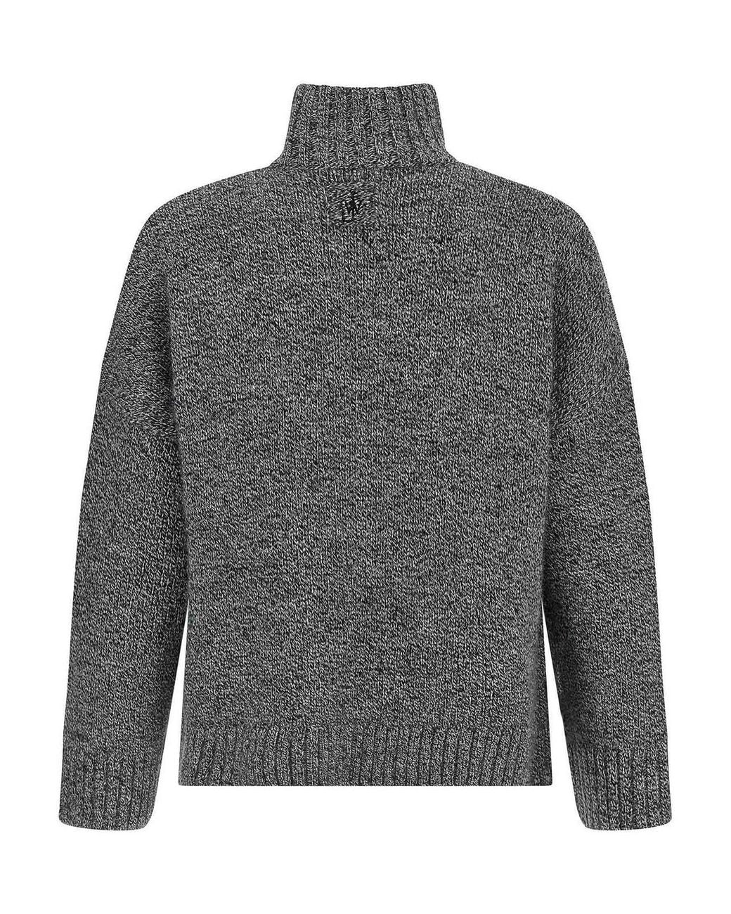 J.W. Anderson Gray Leather Patch Pocket Sweater for men