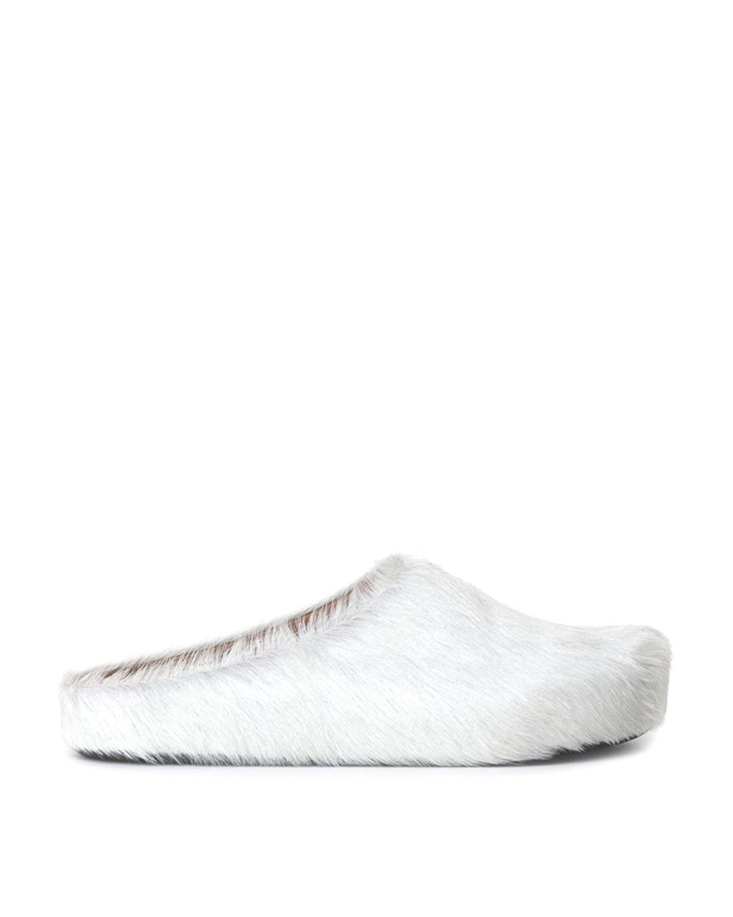 Marni White Long Calf Hair Mules for men