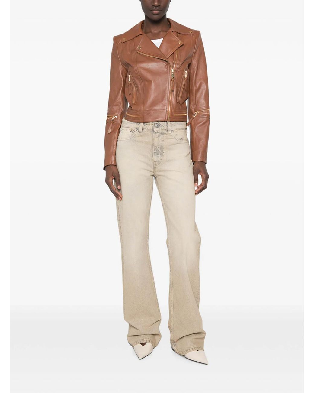 Elisabetta Franchi Brown Leather Outerwear