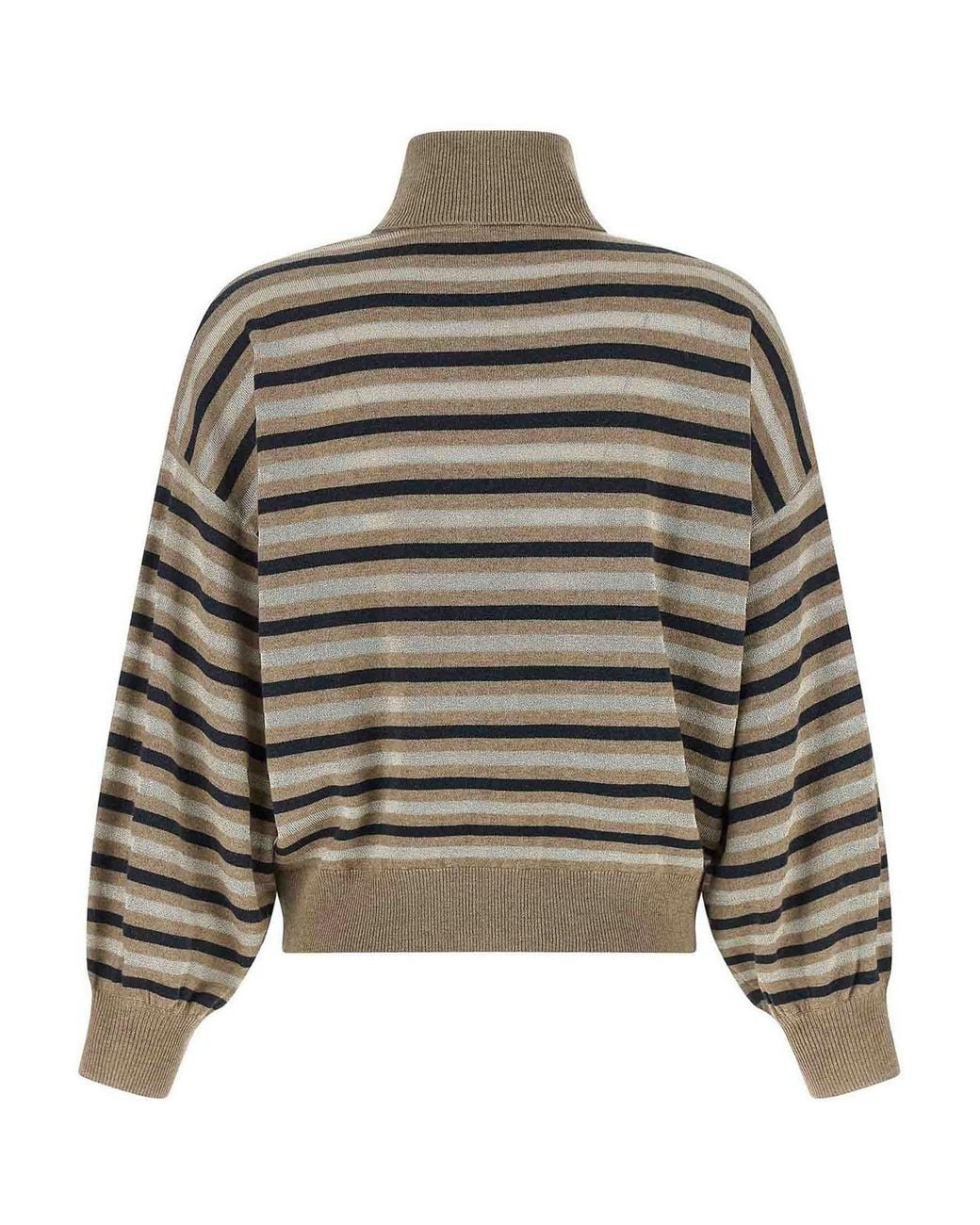 Brunello Cucinelli Gray Sparkling Stripes Jumper