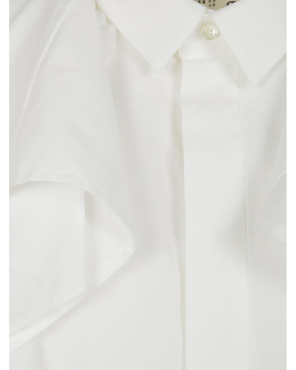 Sacai White Ruffle Detail Shirt Dress