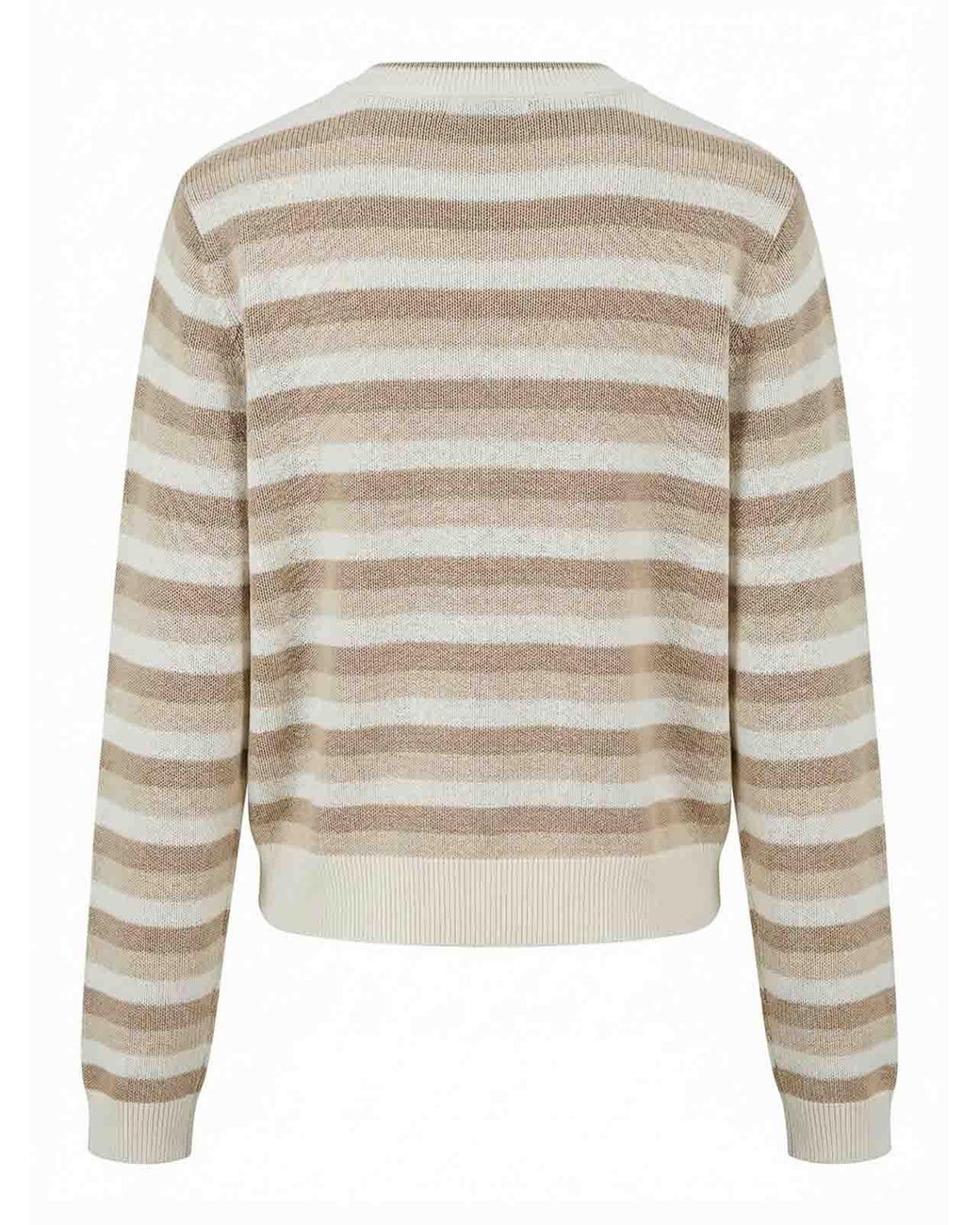 Brunello Cucinelli White Cotton Striped Sweater