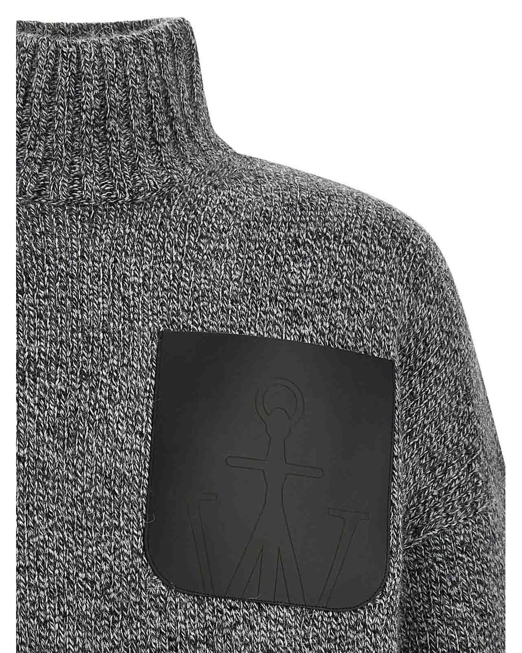 J.W. Anderson Gray Leather Patch Pocket Sweater for men