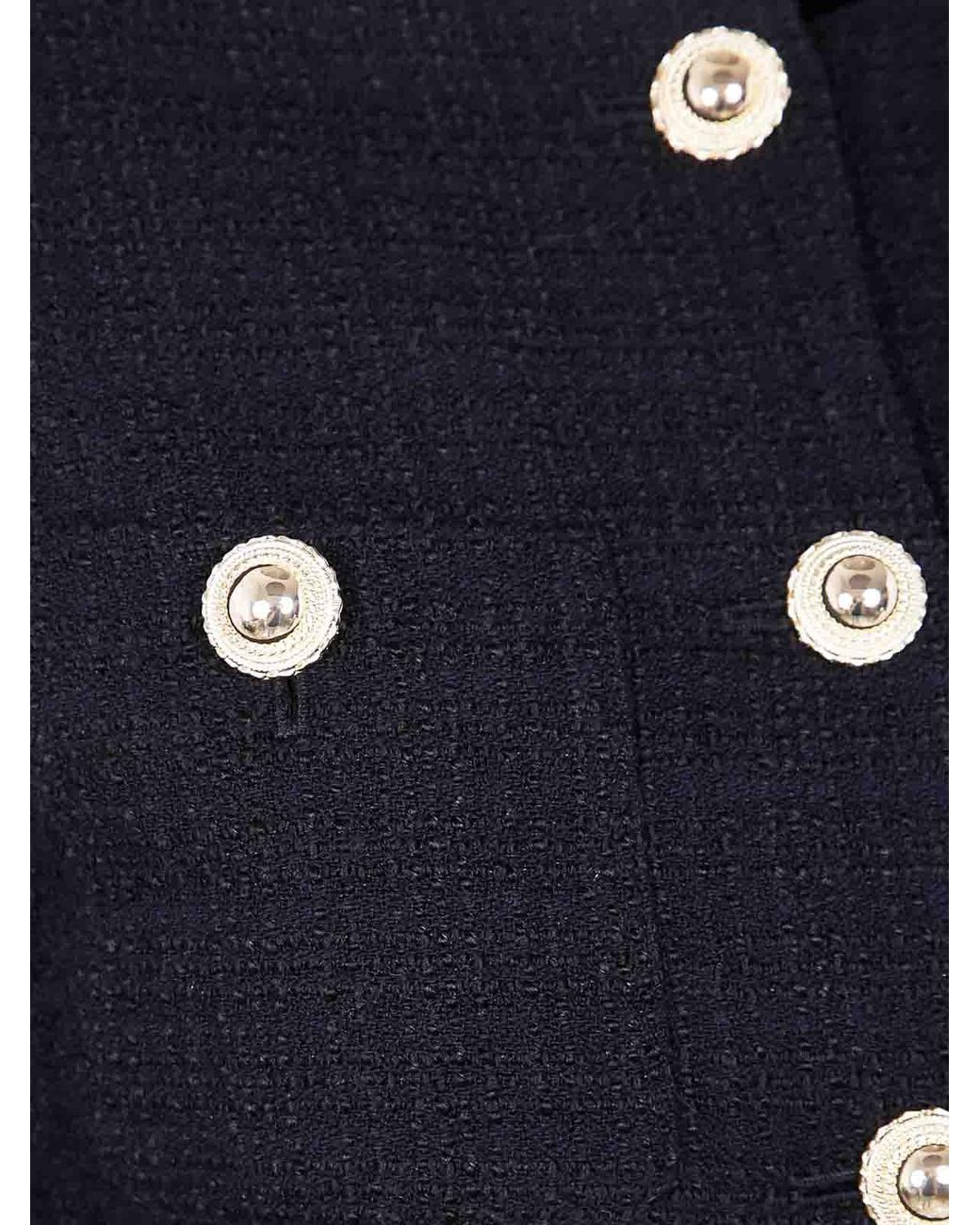 Self-Portrait Blue Boucle Fur Cuff Jacket