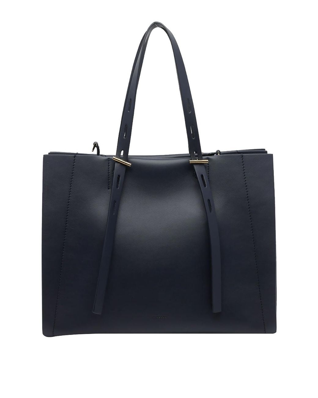 MINOBOSSI Black Dark Marina Leather Paulette Tote Bag