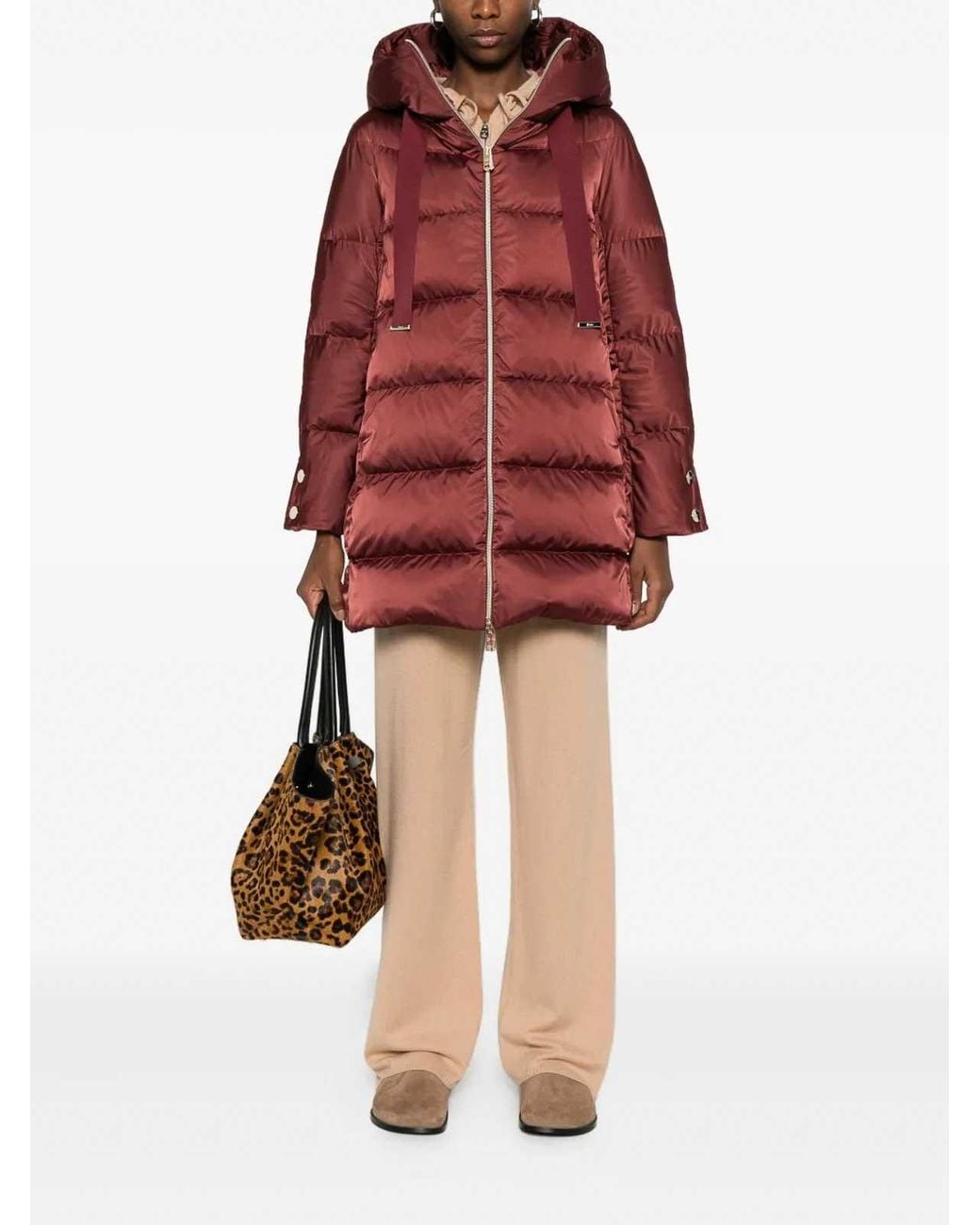 Herno Red Hooded Quilted Coat