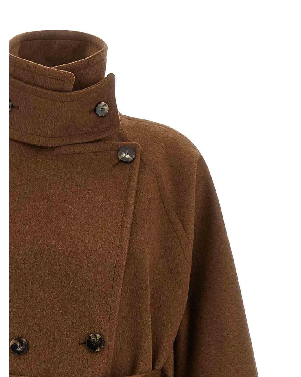 Alberto Biani Brown Double-Breasted Belted Coat