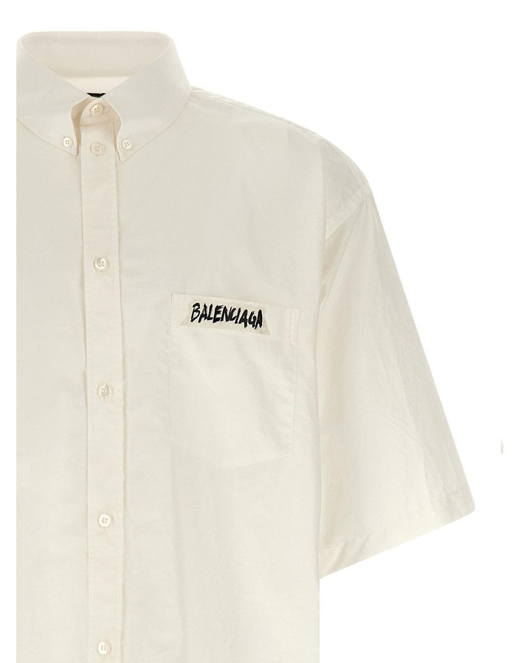 Balenciaga White Oversized Shirt With Short Sleeves for men