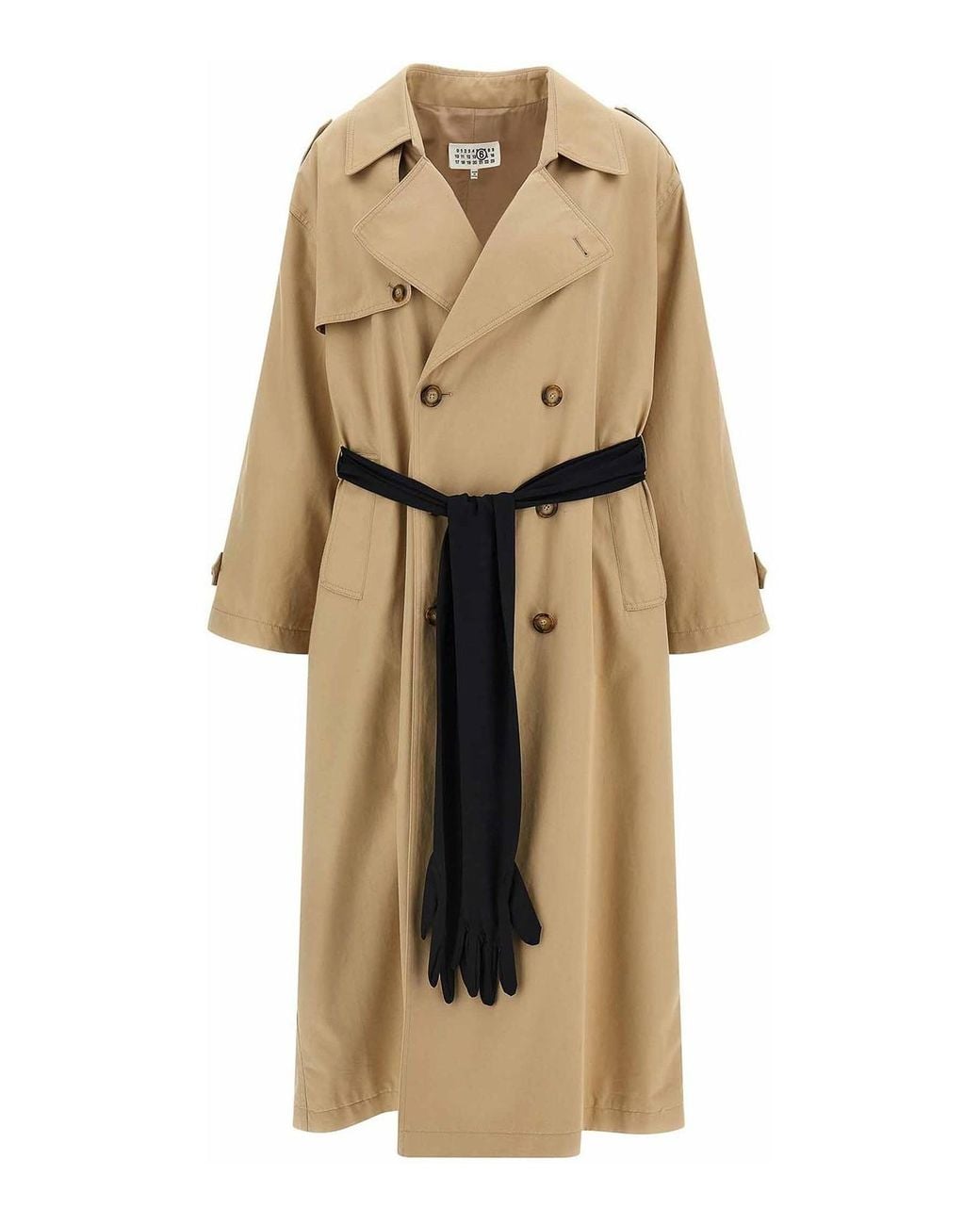 MM6 by Maison Margiela Natural Trench Coat With Gloves