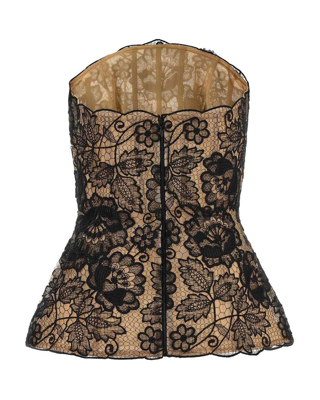 Elie Saab Black Guipure Lace Corset Dress