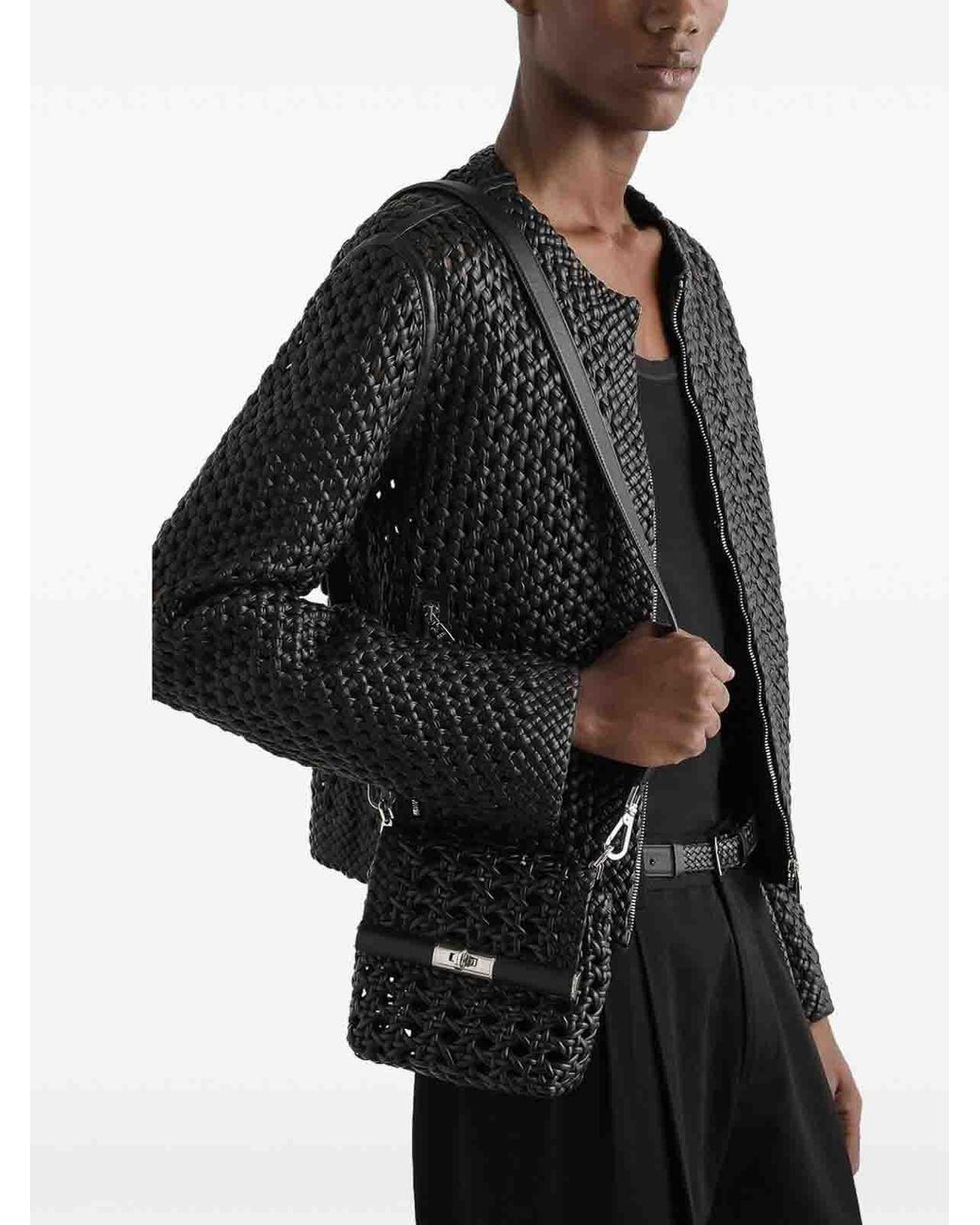 Dolce & Gabbana Black Shoulder Bag With A Pierced Effect for men