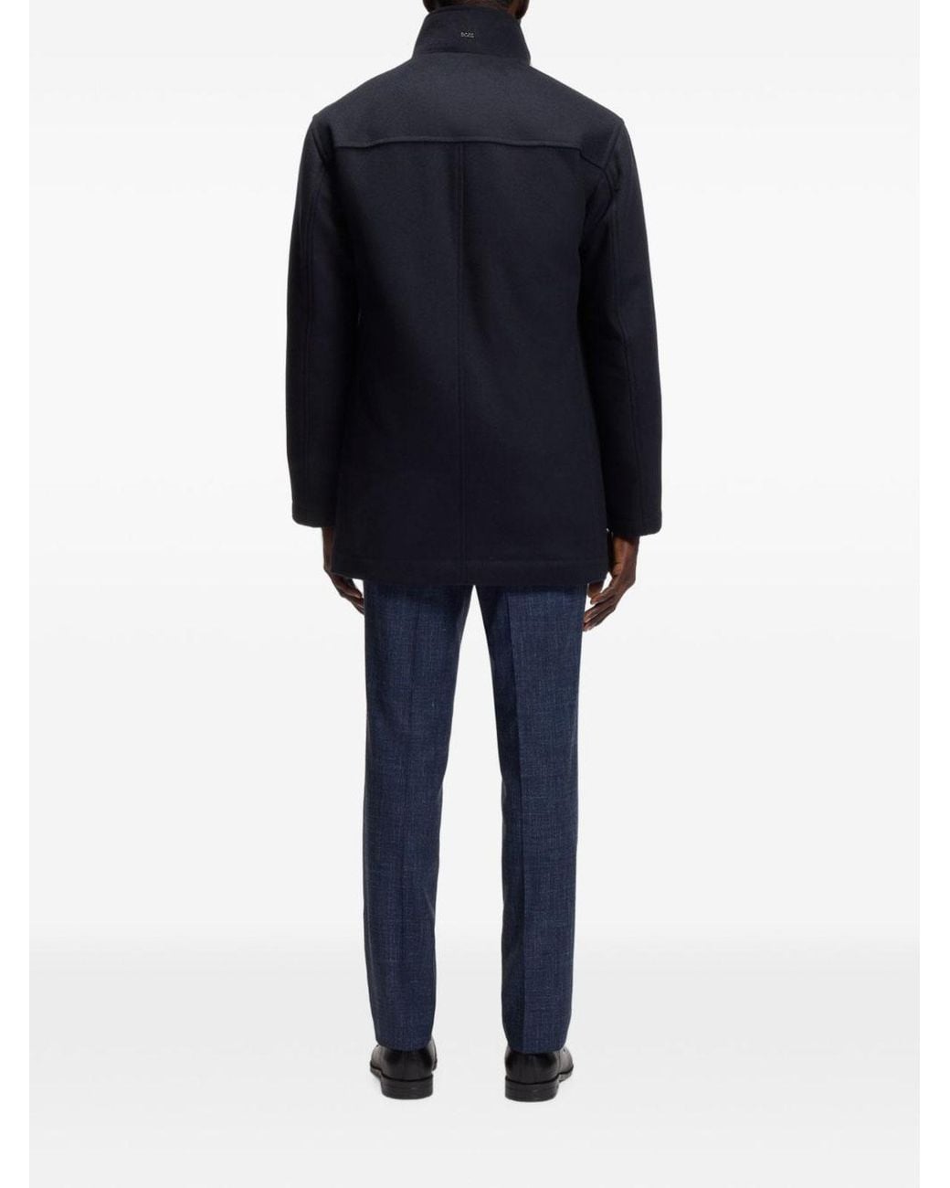 Boss Blue Wool And Cashmere Formal Coat for men