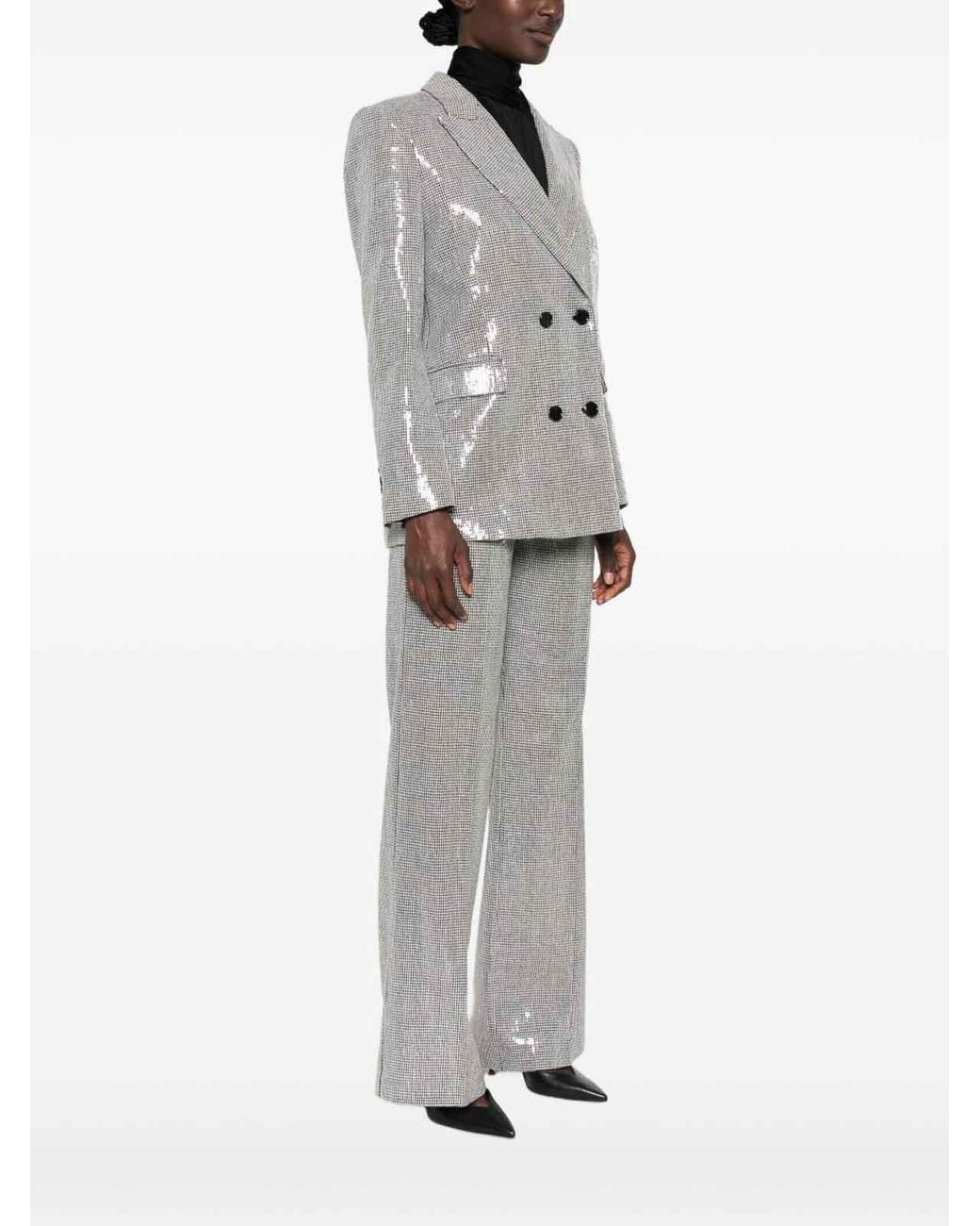 ERMANNO FIRENZE Gray Sequined Double-Breasted Jacket