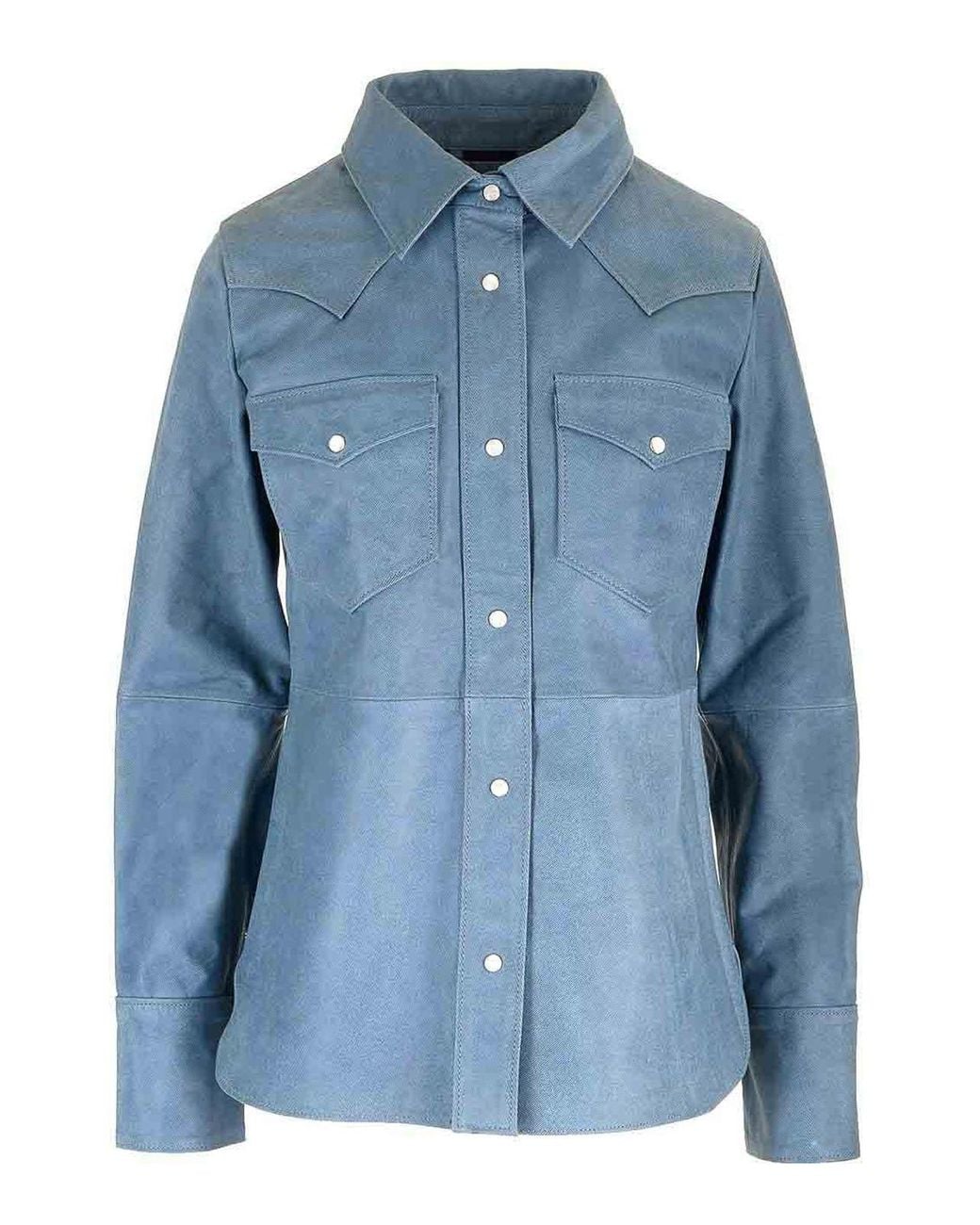 Stand Studio Blue Western Style Leather Shirt