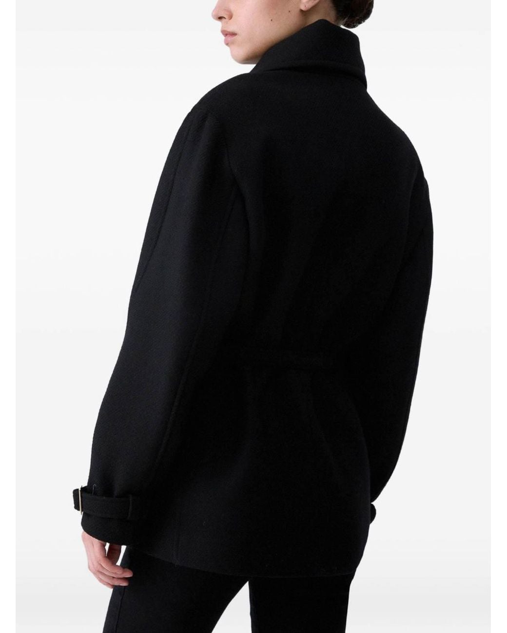 Liu Jo Black Wool Coat With Waist Belt