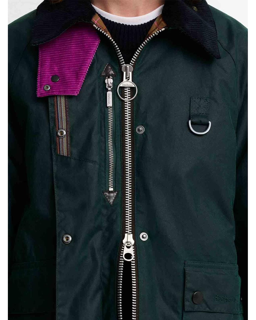 Barbour Green Paul Smith X Spey Long Waxed Jacket