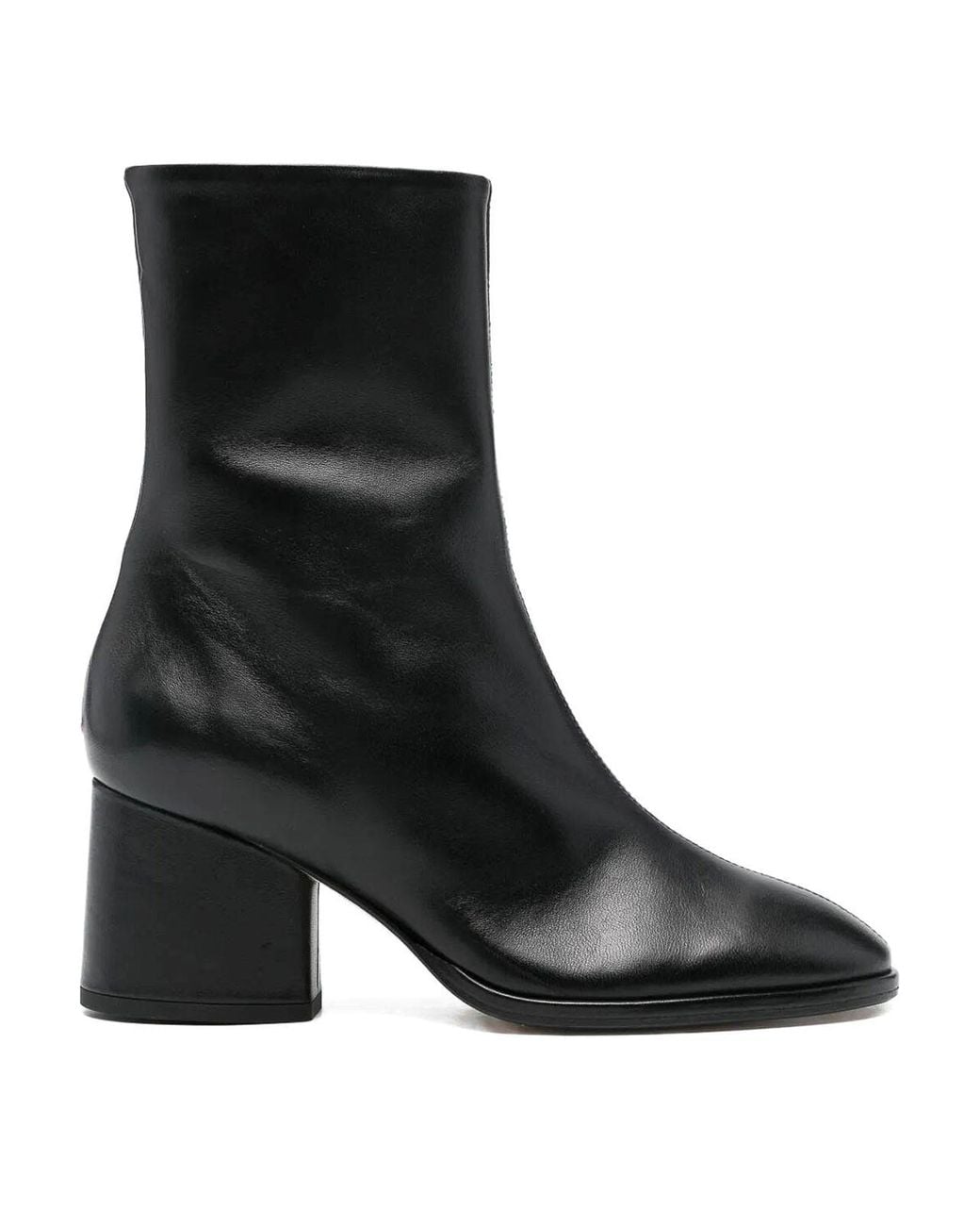 Aeyde Black Almond Toe Zipped Ankle Boots