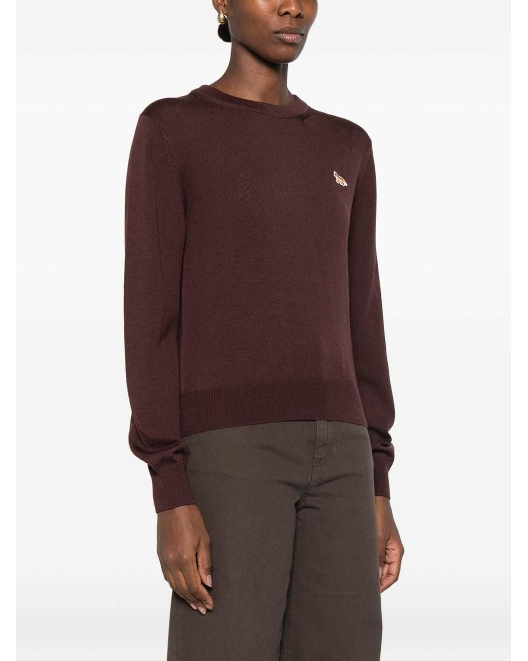Maison Kitsuné Purple Baby Fox Wool Crewneck Jumper