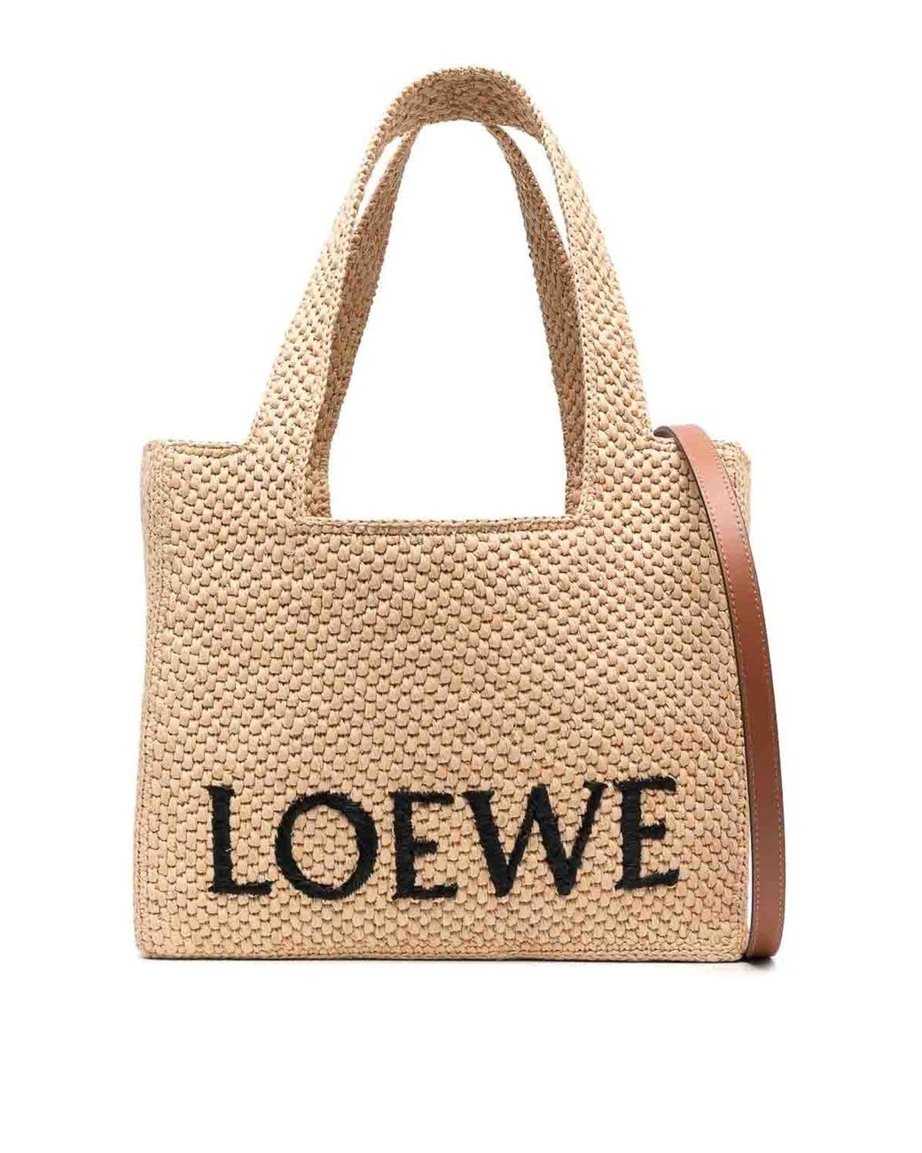 Loewe Medium Font Raffia Tote in Natural | Lyst