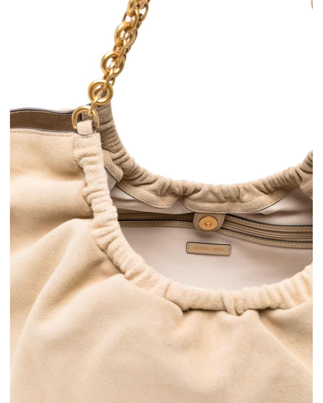 Michael Kors Natural Ruched Hobo Bag