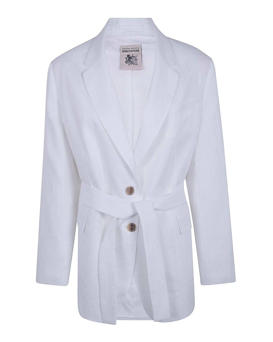 Semicouture Blue Belted Linen Jacket