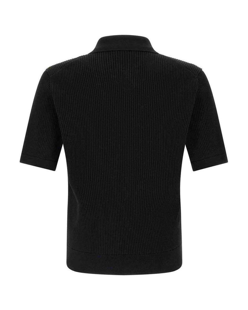 Dolce & Gabbana Black Micro-Ribbed Polo Shirt for men